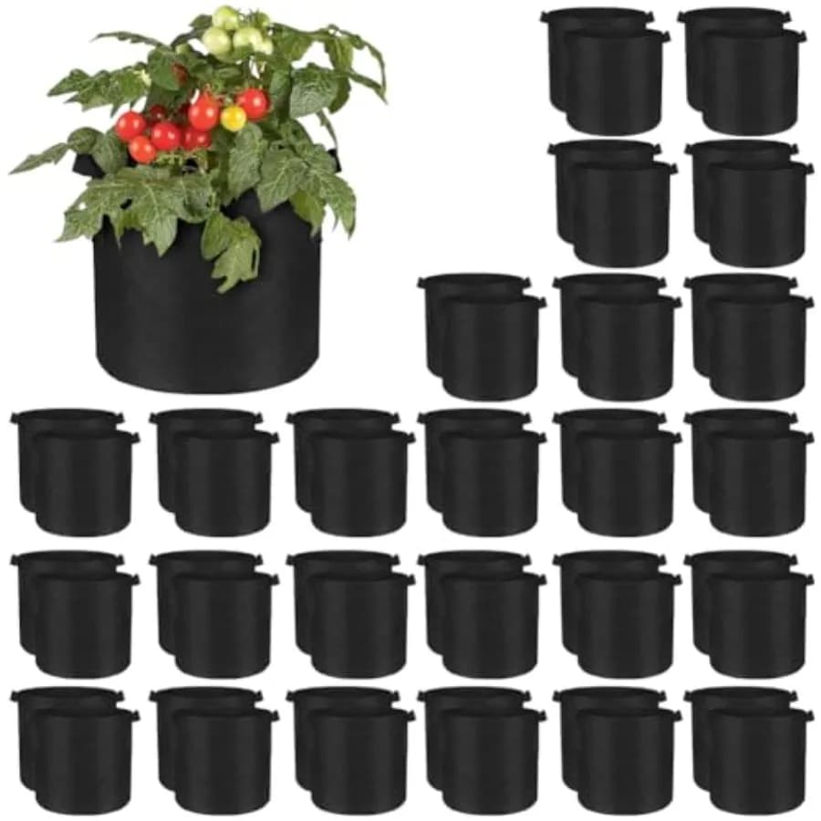 50 Pack Grow Bags Bulk Fabric Pots with Handles Aeration Grow Pots Garden Plant Bags for Gardening, Plant and Vegetables, Black