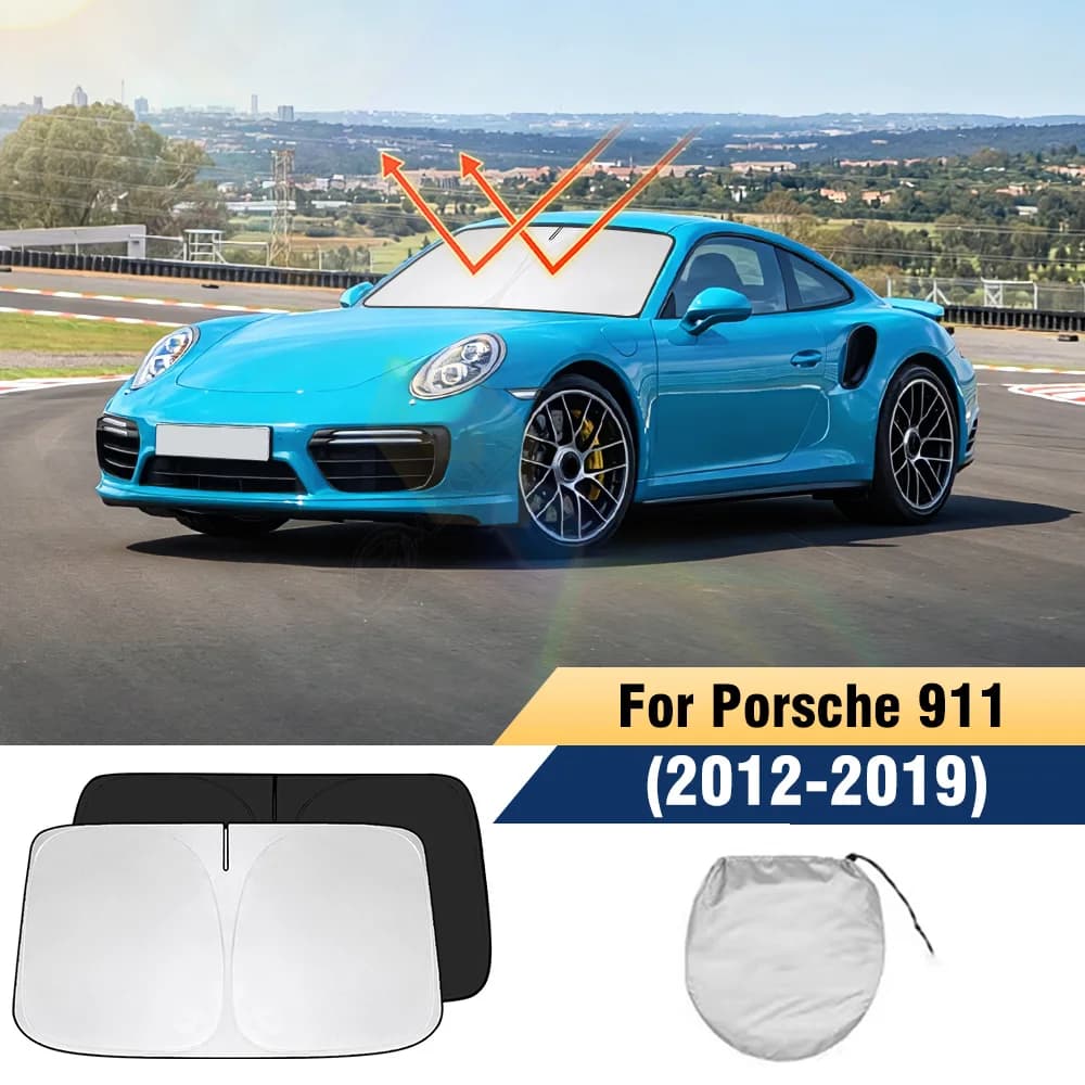 Parasole Pieghevole con Protezione UV per Parabrezza Porsche 911, Accessorio Auto 2012-2017 2018 2019