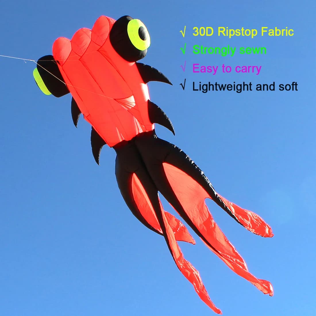 9KM 5m Golden Fish-shaped kite line for adults, high quality nylon, with colorful fish-shaped pendant and bag (We accept wholesale orders)