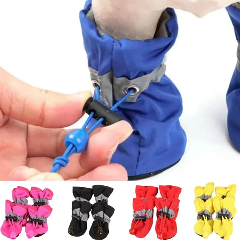 4pcs Water-Resistant Dog Shoes For Small Dogs - Protect Your Pet's Paws And Keep Them Dry,Outdoor rain boots for dogs