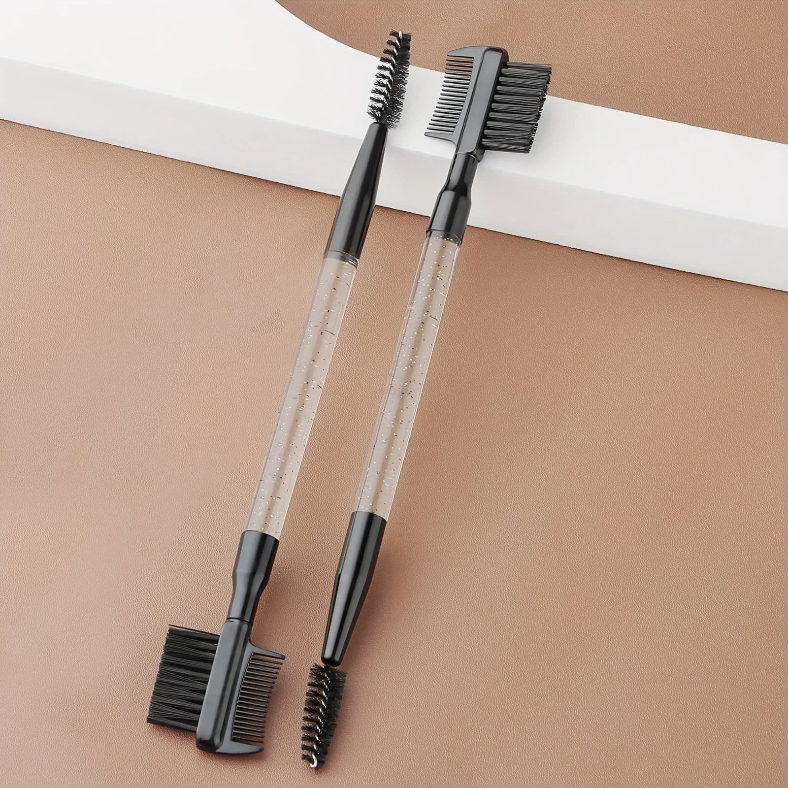4pcs Double-ended hand makeup brush set, suitable for all skin types, for applying mascara