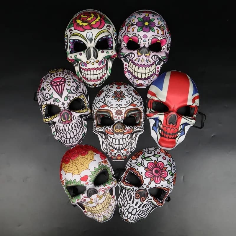 2023 Maschere Messicano Giorno dei Morti Maschera di Teschio Cosplay Halloween Scheletri Stampa Maschere Vestire Purim Costume Del Partito Prop