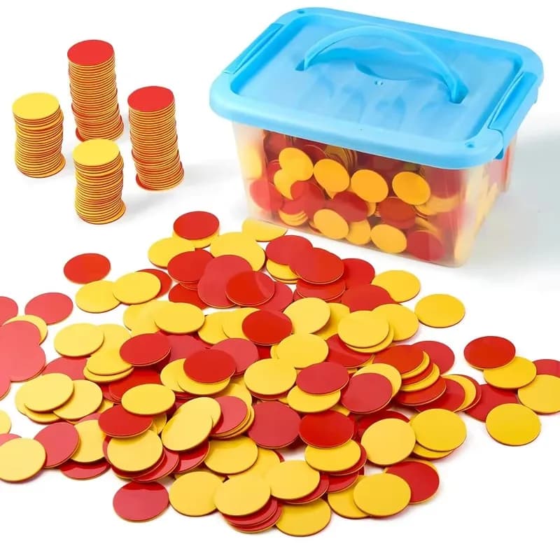 Contatori gialli rossi Chip di conteggio a due colori 25MM Materiali matematici Montessori Materiale didattico educativo per bambini per l'aula