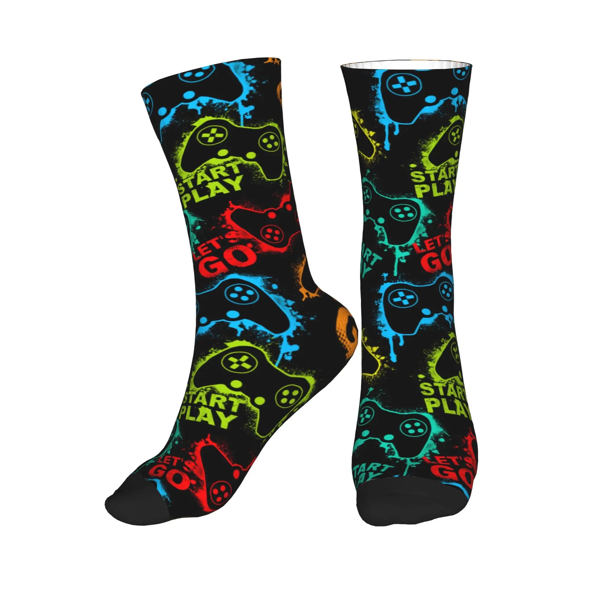 Fashionable socks with game controllers, men's and women's socks, hot, 3D printed, gift for players, football sports socks