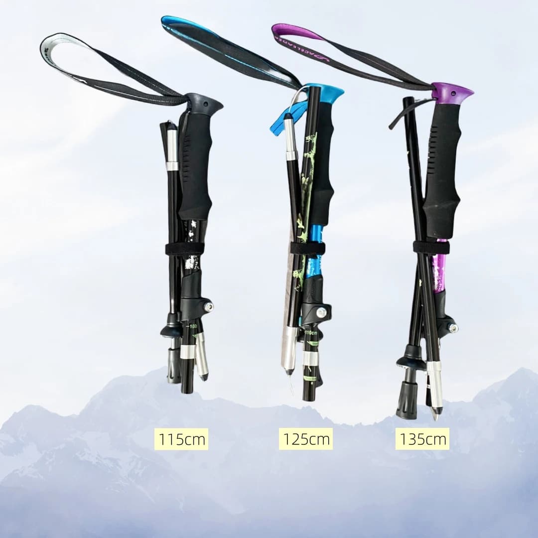 Telescopic pole in aluminium alloy folding walking stick for men woman climbing sticks expandable for self-defense