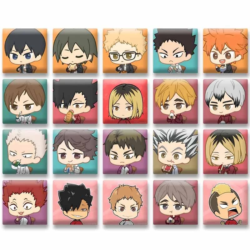 Collezione Anime Lover Accessori per gioielli Personaggio dei cartoni animati Spilla quadrata Shoyo Tadashi Kenma Pins Bag Decor Distintivi all'ingrosso