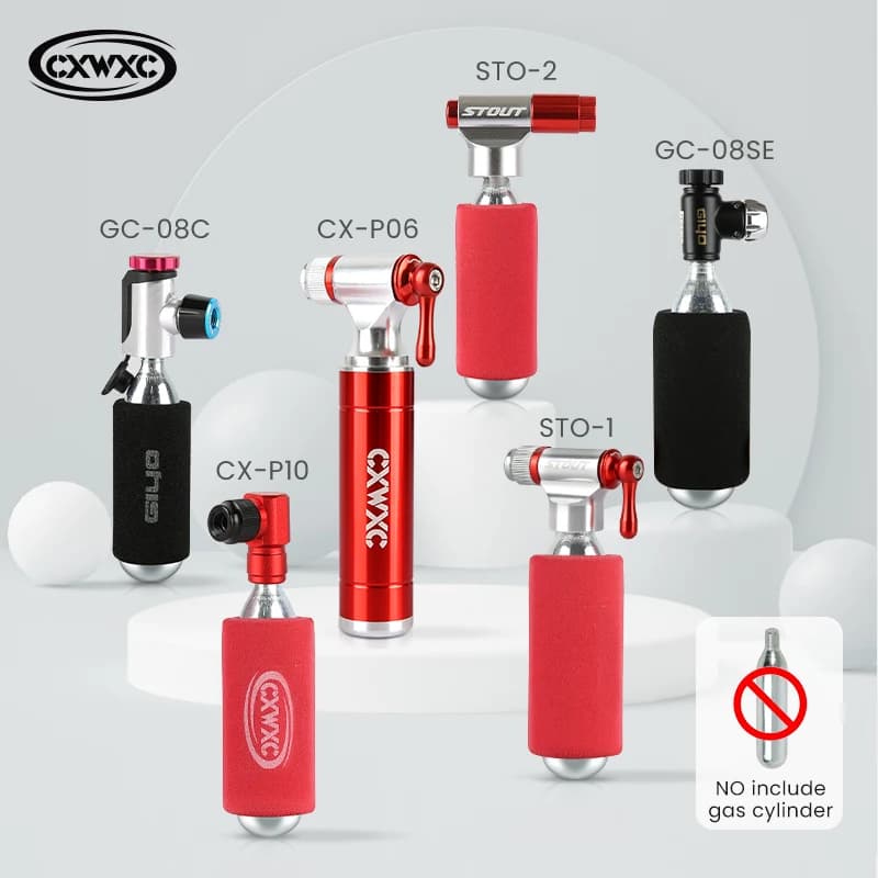 CXWXC Pompa CO2 per bicicletta Schrader Presta Mini tubo per pneumatici portatile Cartuccia CO2 Sicurezza Gonfiatore automatico per aria CO2 Accessori per bici
