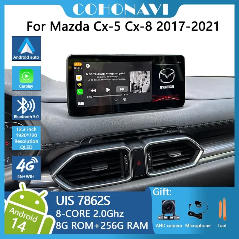 10.25 INCH/12.3 INCH for Mazda CX-5 CX-8 2017-2021 Dual System Car Navigation GPS Audio DVD Radio Android 14 4G WiFi CarPlay