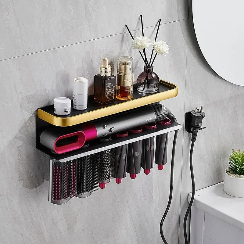 Supporto per asciugacapelli Supporto da parete adatto per Dyson Airwrap Scaffale per asciugacapelli e bigodino per capelli Rack di stoccaggio Organizzatore per il bagno FR2002