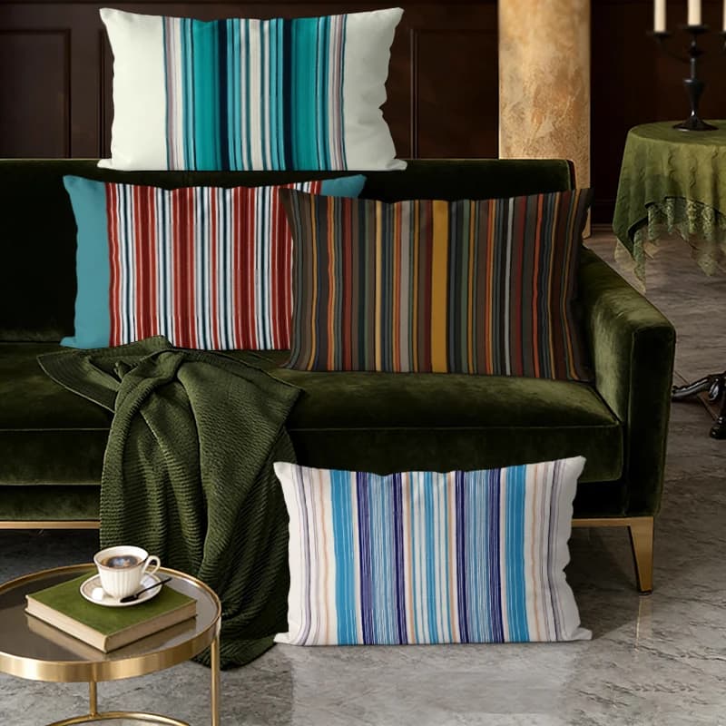 Fodere per cuscini lombari a righe in stile boho, adatte per divano, camera da letto, auto, cuscino rettangolare per la schiena