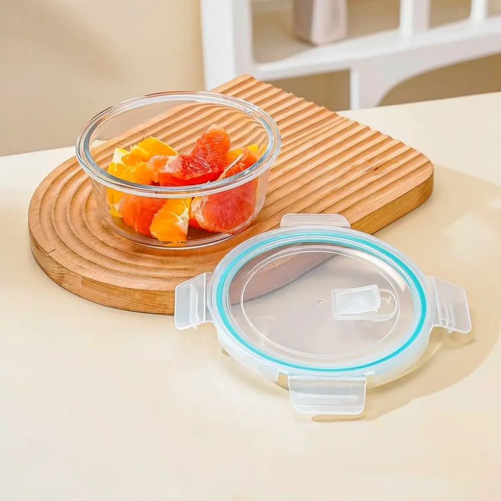 Microwave Safe Glass Food Container Divided Bento Lunch Box Airtight Leakproof Meal Prep Case For Office Work School Life