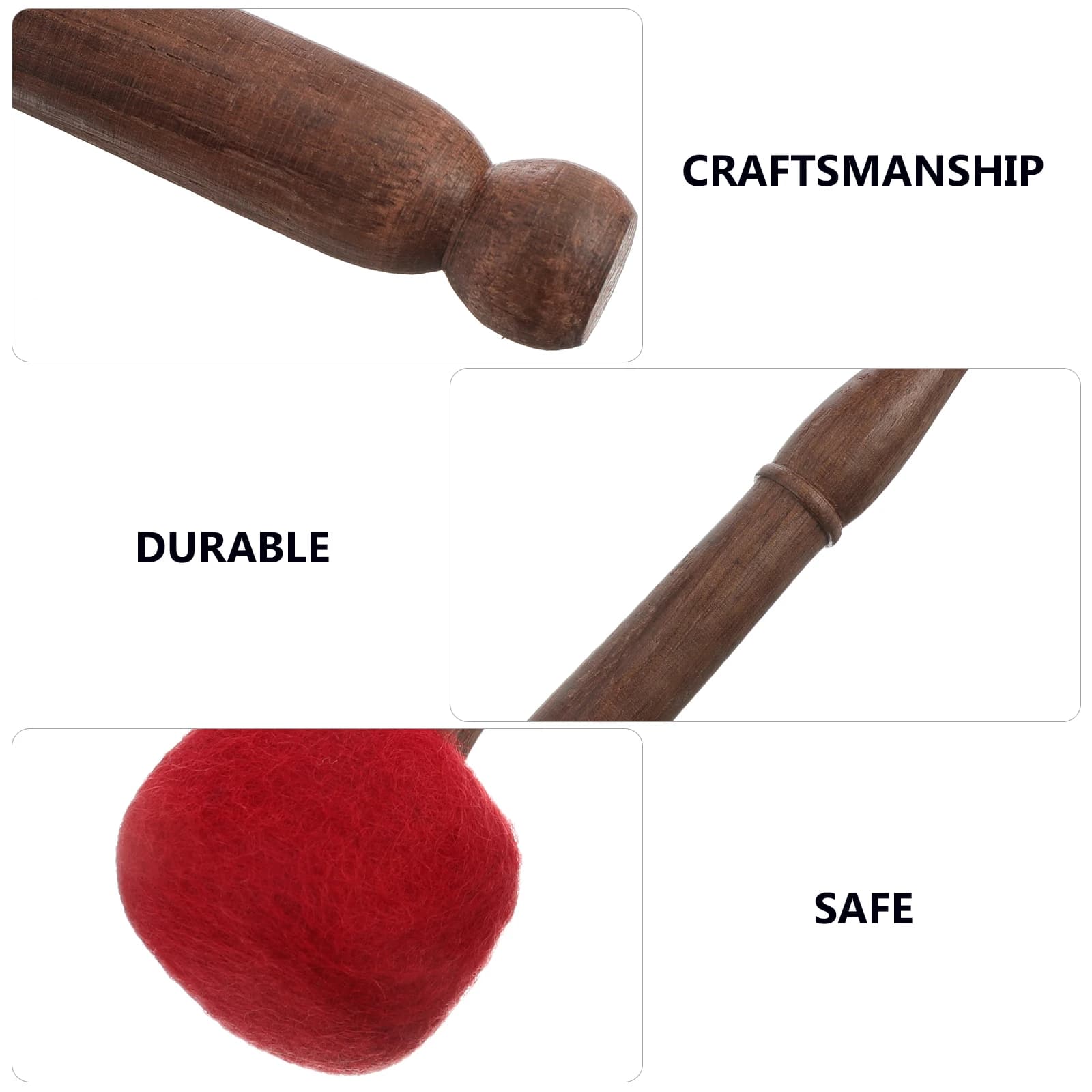 Wooden Singing Bowl Mallet for Buddhist Chanting Meditation Gong Red Tapping Tool