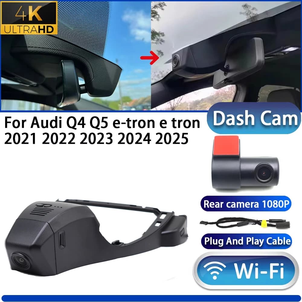 HighCity For Audi Q4 Q5 e-tron e tron 2021 2022 2023 2024 2025 Dash Cam Camera DVR 4K UHD Wifi Plug And Play Video Recorder
