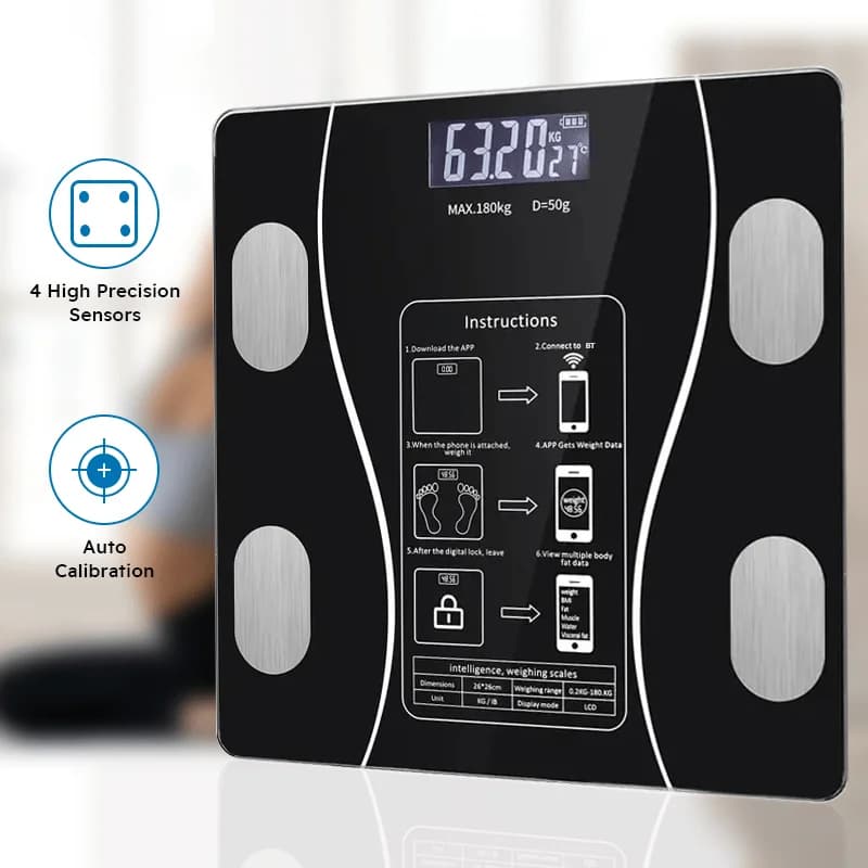 Bilancia intelligente per grasso corporeo con Bluetooth: bilancia digitale per bagno e analizzatore della composizione corporea, sincronizza l'app per smartphone