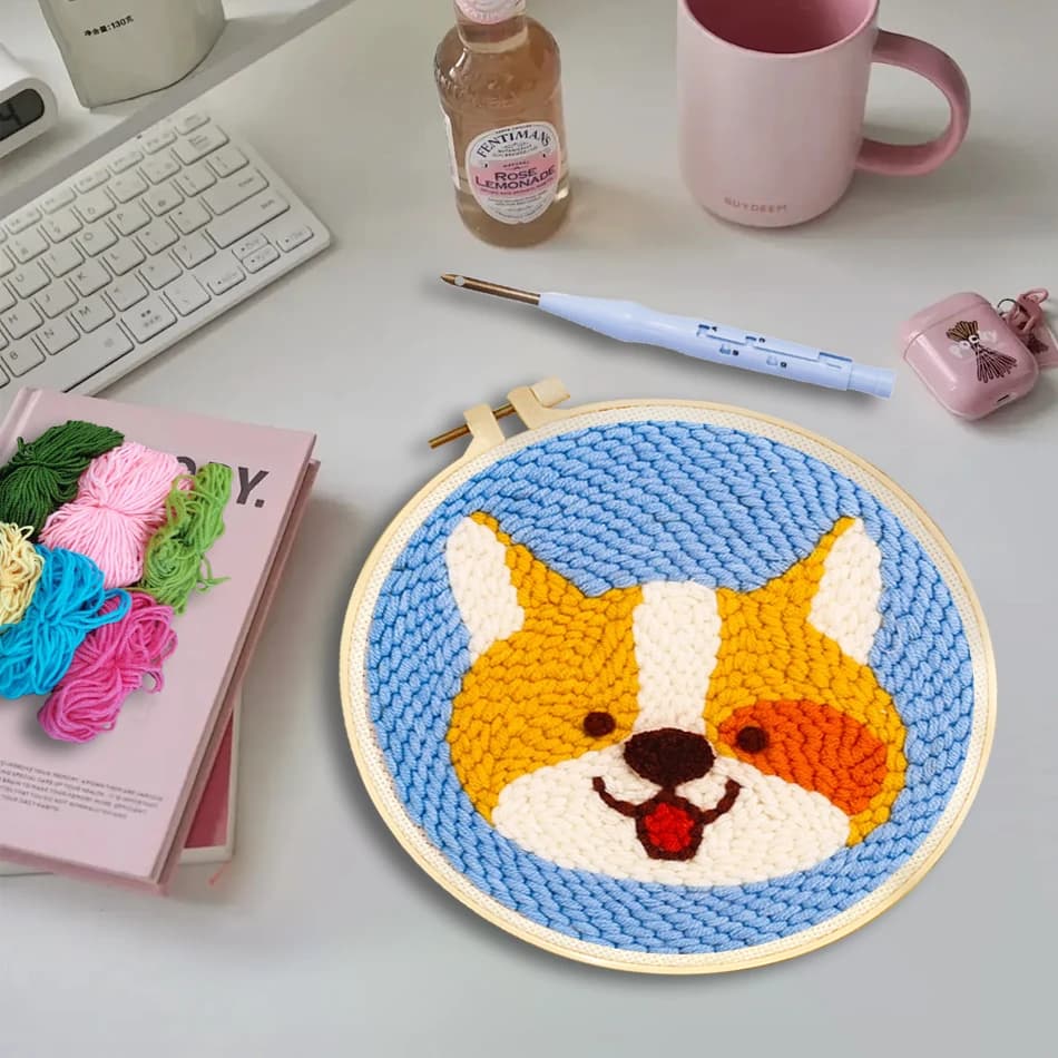 GATYZTORY punch needle embroidery kits Animals For Beginner Art and crafts with needles Sewing Gift Embroidery frame Decorative