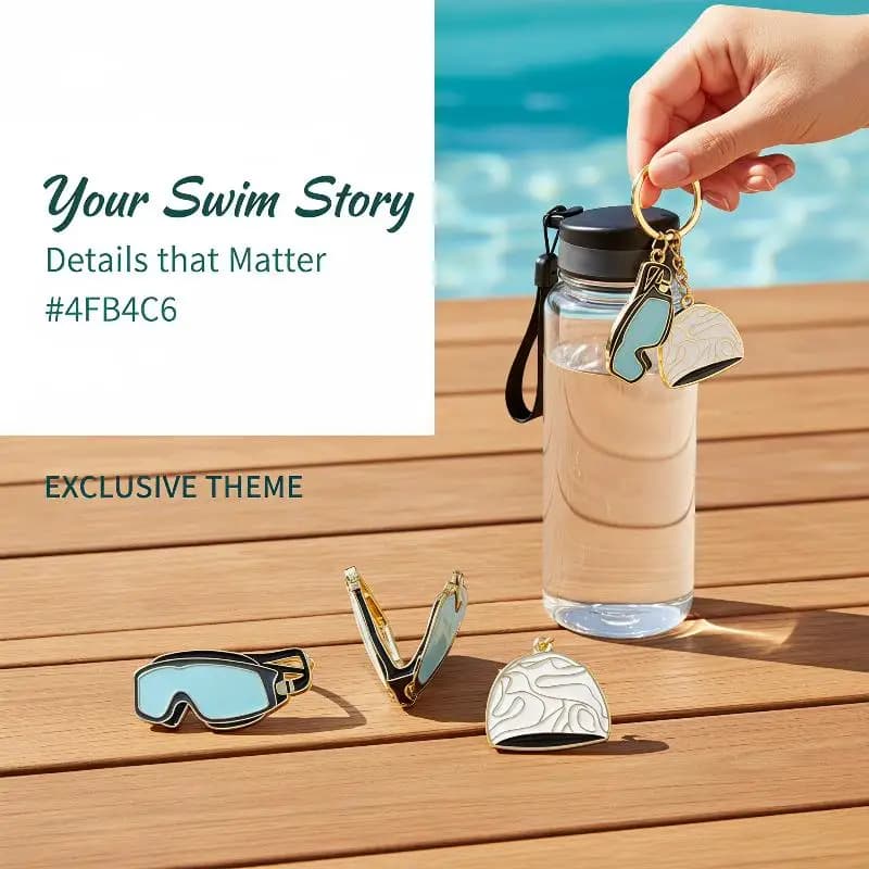 Swimmer Keychain Premium Metal Swim Goggles Cap Charm Pendant Anti-Rust Sports Keyring Gift for Swim Enthusiasts