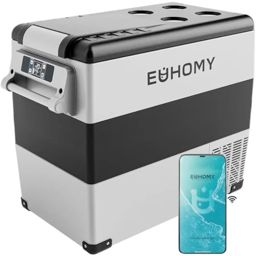 Frigorifero 12 Volt 59QT 55L, Frigo Elettrico 12V con Controllo APP, Congelatore Portatile -468, 12/24V DC 100-240V AC