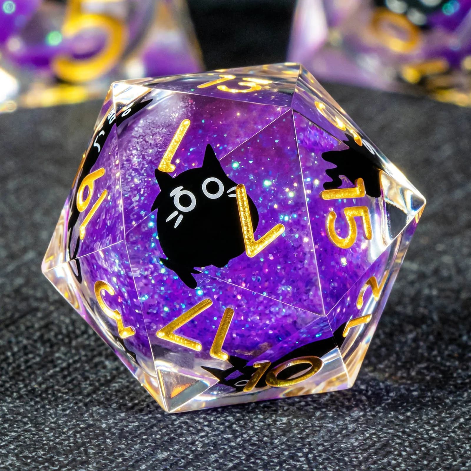 Set di Dadi DND con Nucleo Liquido a Forma di Gatto, Set di Dadi D&D con Bordi Affilati, Set di Dadi Poliedrici in Resina per Dungeons and Dragons, Giochi di Ruolo
