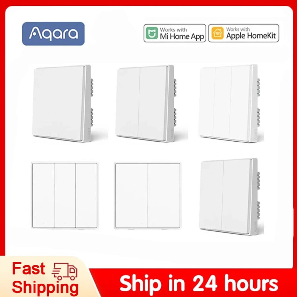 Aqara D1 Zigbee Smart Wall Switch, Wireless Remote Control, Neutral Wire Light Switch, Triple Mijia Intelligent Home Pulsant