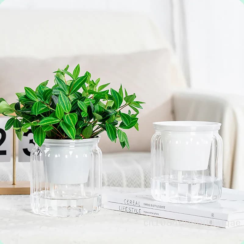 Self-Watering Plant Pot - Small Indoor Planter Creative Lazy Gardener Pot - for Office, Home Desk & Decoration〔YY33〕