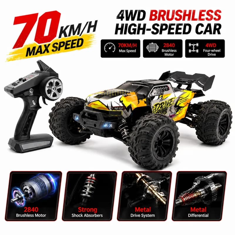 Scy‑16102 Pro 1:16 4wd Rc Car 70km/H High‑Speed Drift Monster Truck 2.4g Rtr With Led Light Hobby Toy Gift For Adults