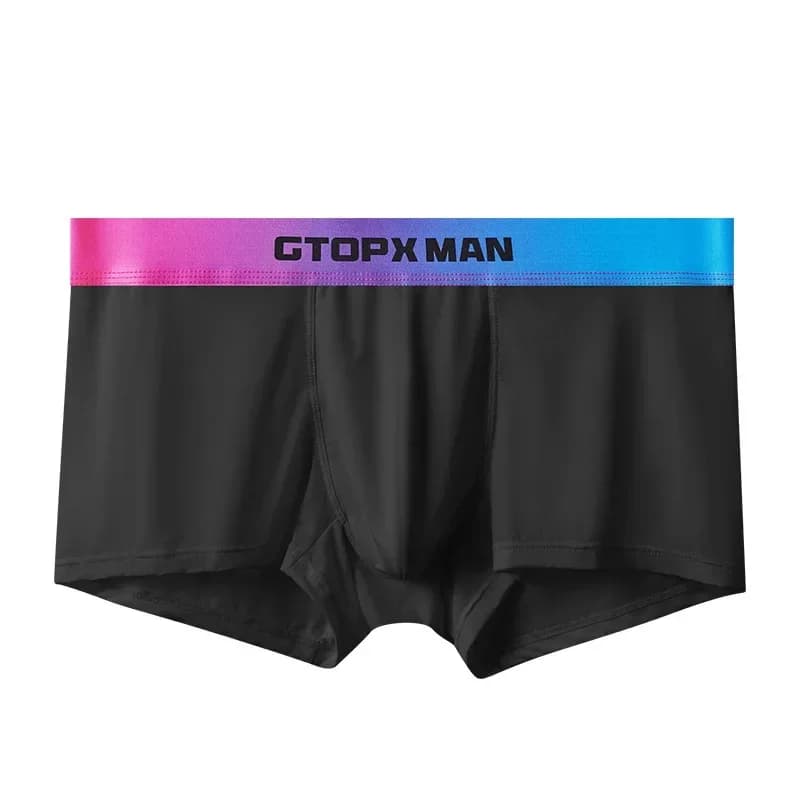 Men's Underwear Boxy Seamless Shading Silk Thin Ice Feeling Freshly Drying Boxer Shorts With Medium Life U Convex Bag For Young