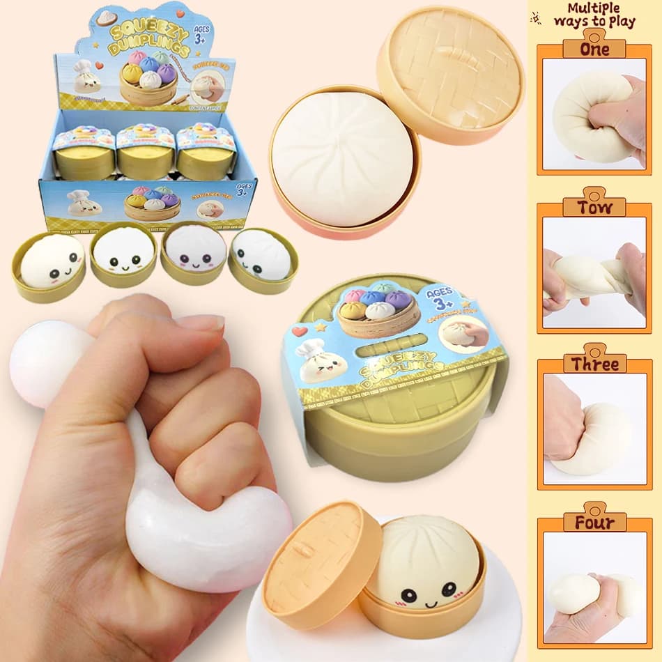 Palline Antistress a Forma di Pane, Giocattoli Sensoriali Fidget, Palline Spremibili in Pasta, Giocattolo Antistress per le Mani, Panino con Vaporiera, Decorazione Elastica per la Casa