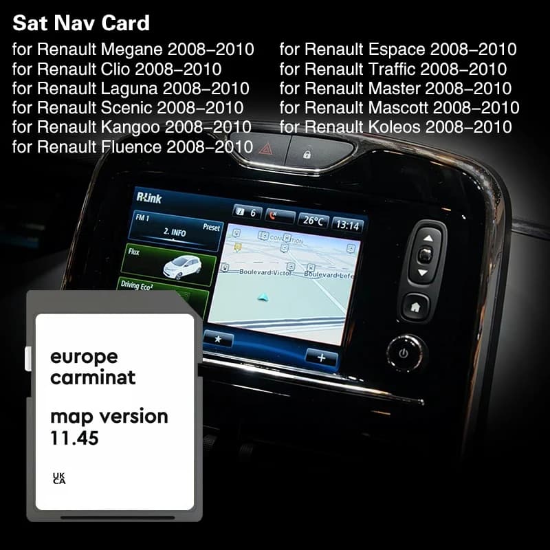 Scheda SD 8201756571 per Renault Megan Clio Laguna Scena Carminat 11.45 Mappe Europa 2025 Sat Nav Navigazione GPS 8GB