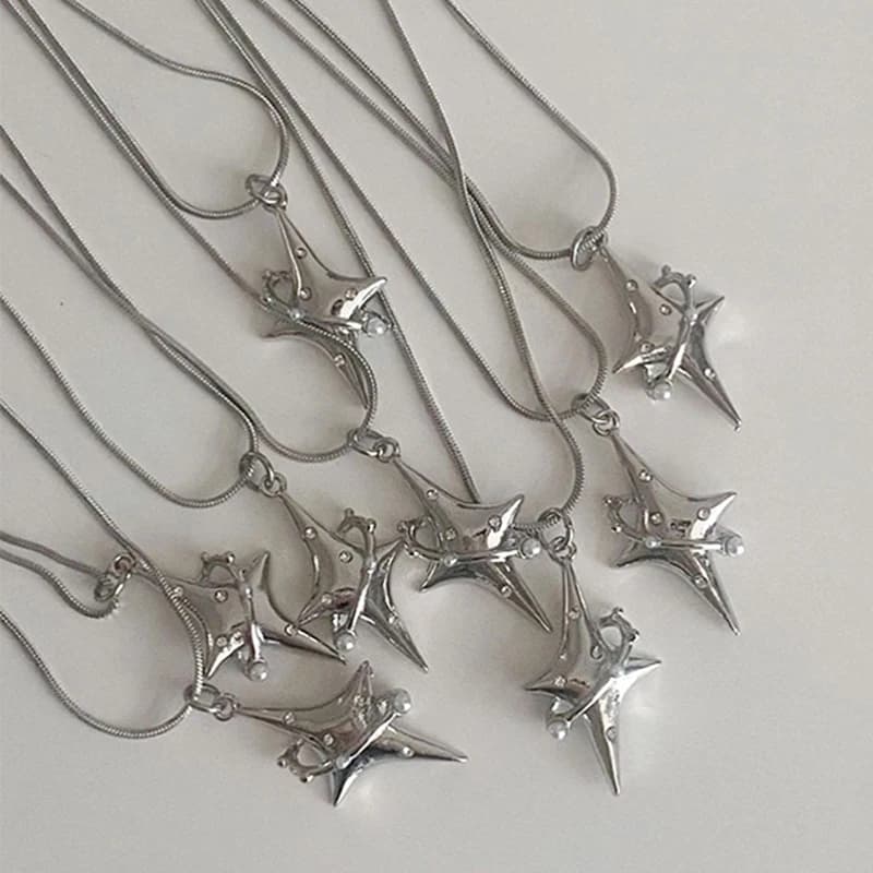Korean Fashion Chains Crystal Star Necklace Cute Shiny Choker Egirl Aesthetic Necklace Women Y2K Jewelry Punk Accessorie Boho