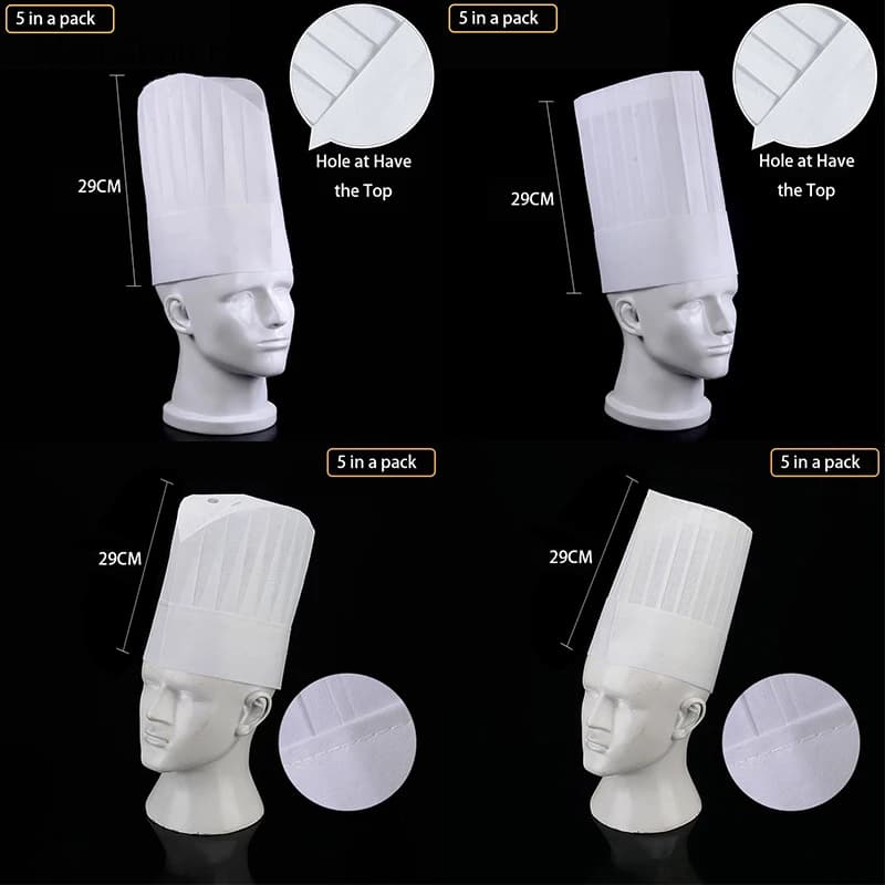 5/10 pz ristorante cucina cappello Sushi Shop cibo usa e getta Catering cucina Cap Hotel Non tessuto traspirante Chef Caps per Unisex