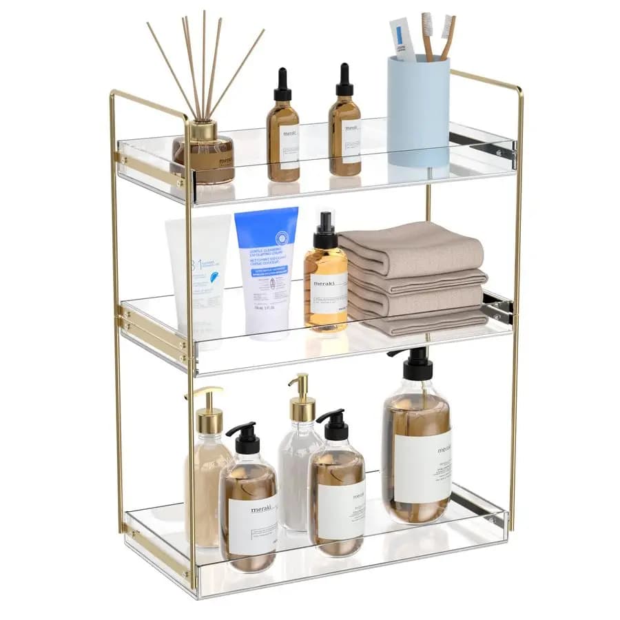 Organizzatore da Bancone, Vassoio in Acrilico a 3 Ripiani, Organizzatore per Prodotti Skincare, Scaffale da Cucina Sotto Lavello, Portaoggetti per Casa