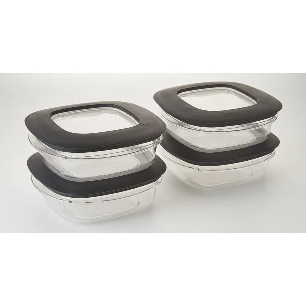 Set di 4 contenitori per alimenti grigi da 3 tazze, organizer da cucina ermetico per la preparazione dei pasti e avanzi