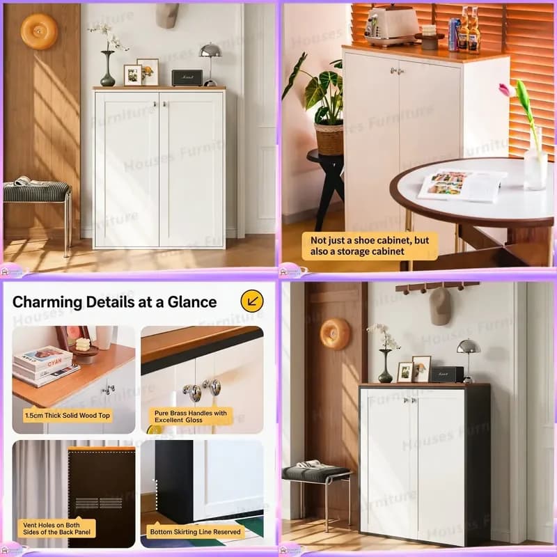 Modern Shoe Cabinet Storage Organizer with Adjustable Shelves Multi Functional Entryway Hallway Closet Furniture Home Decor