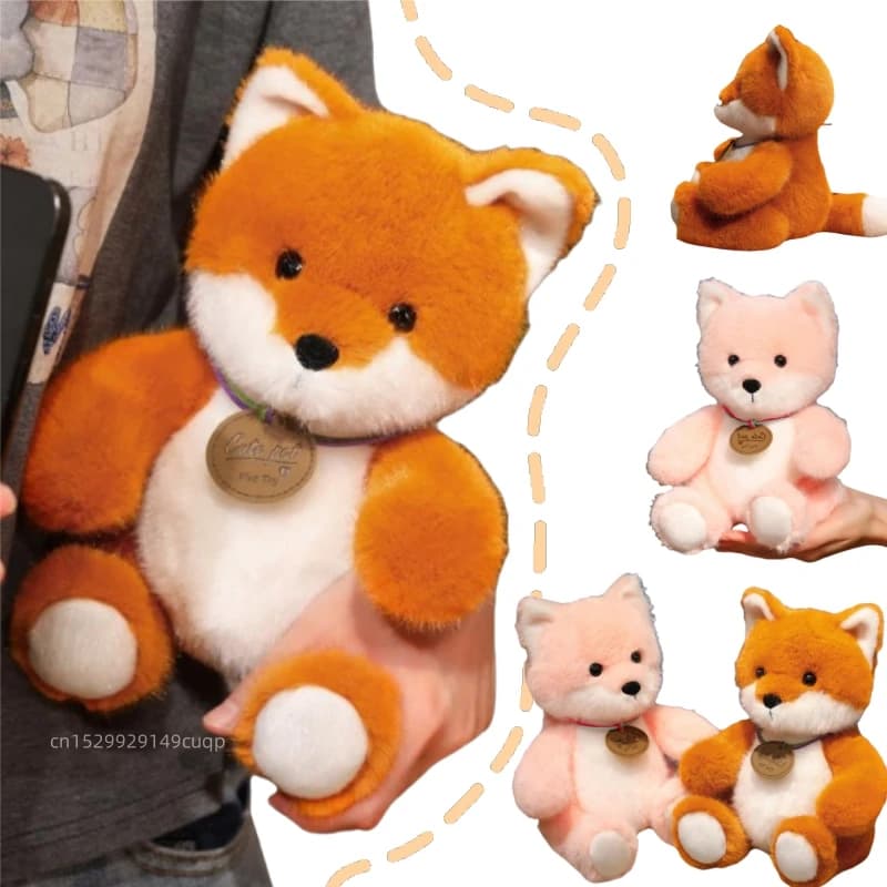 25 cm cartone animato medaglia volpe peluche bambola cuscino morbido carino seduto rosa arancione volpe peluche decorazione della casa regalo per i bambini