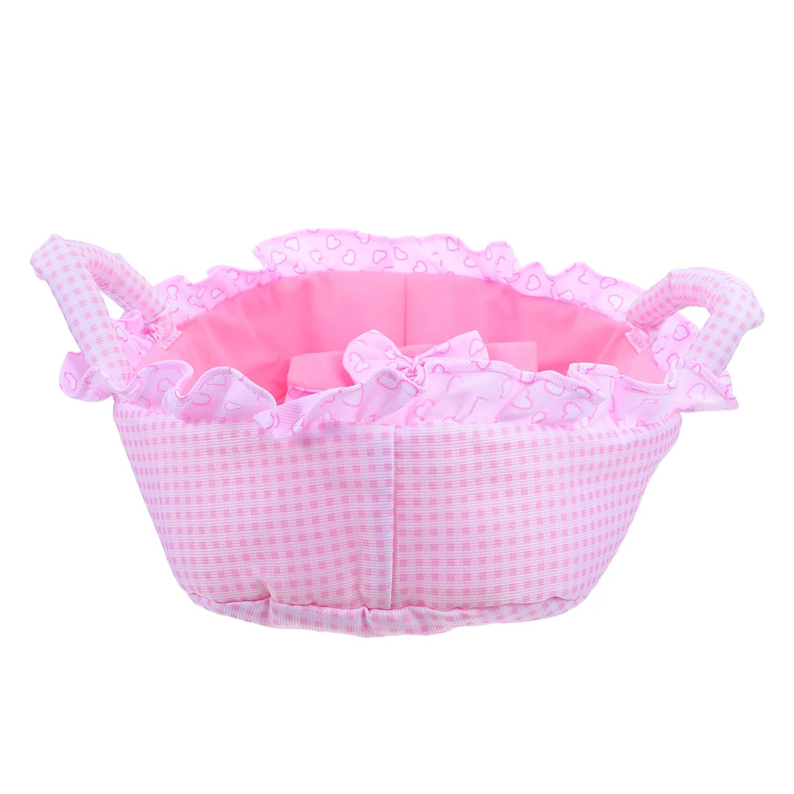 Culla per Bambini 35Cm Rosa con Manico, Leggera e Portatile, per Giochi di Ruolo, Mini Lettino, Trasportino per Bambole Reborn