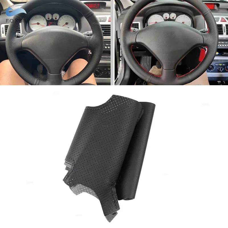 Black Perforated Leather Cover for Peugeot 307 CC 407 SW 2004 2005 2006 - 2009 Trim Protection Sewn Cover