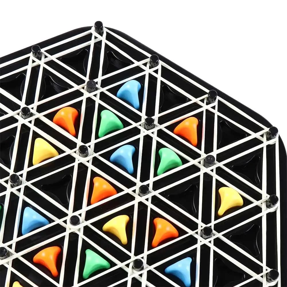Gioco da Tavolo Geometrico con Elastici, Scacchi Triangolari per Interazione Genitore-Figlio, Gioco Educativo da Scrivania