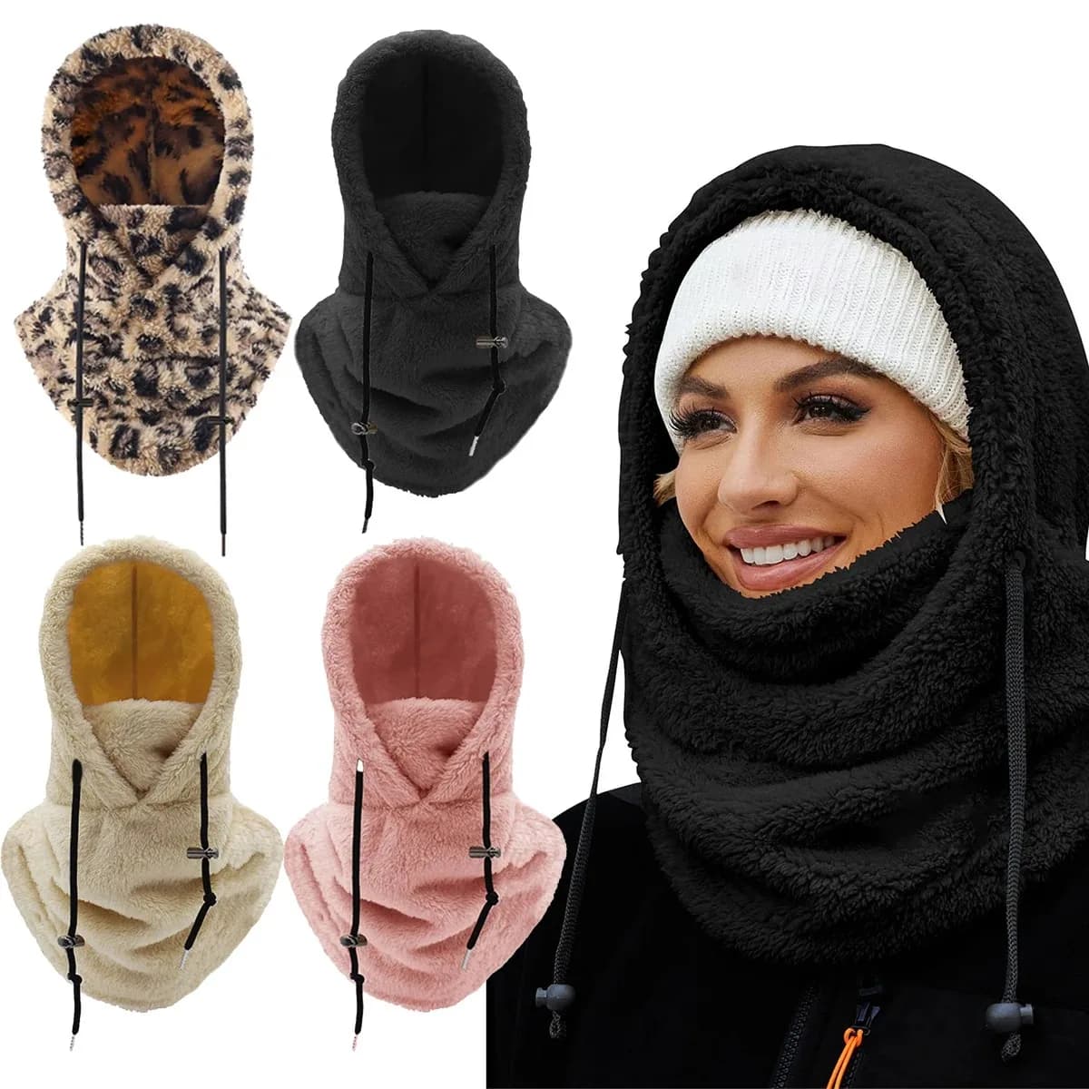 Passamontagna Maschera invernale resistente al vento, Maschera da sci in pile per uomo e donna, Sciarpa calda per cappello con copertura per il viso