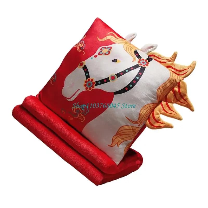 R53F Cuscino da con motivo cavallo e simbolo buon auspicio, per divano, poltrona e stile domestico