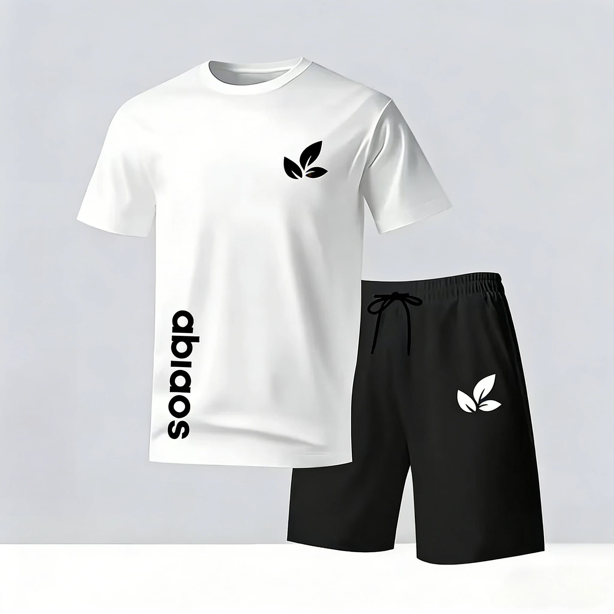 Cozy Short Tracksuit Sweat-Wicking Light Shirt Loose Elastic Shorts, Smooth Fabric With Crack-Proof Print For Travel Daily Relax