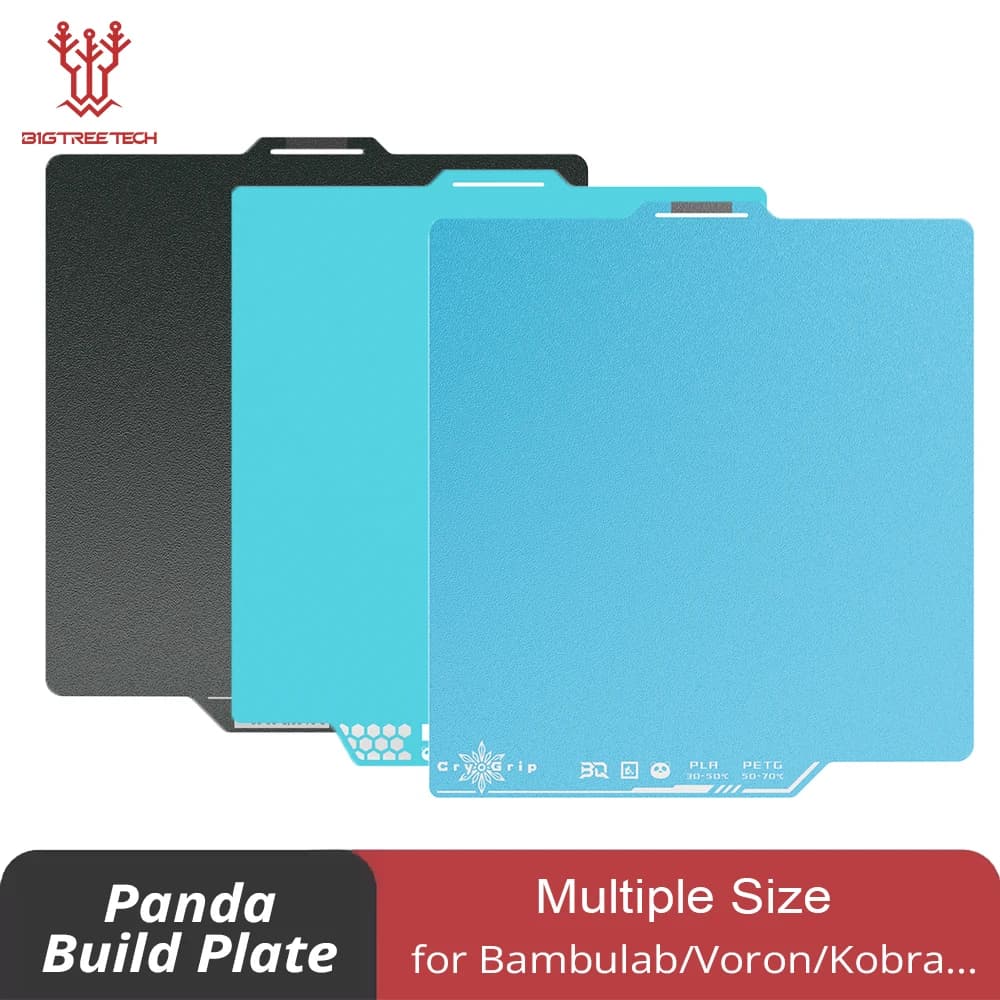 BambuLab X2D, Voron Kobra, Ender K1 print plate BIQU Panda with CryoGrip Pro coating, double-sided harmonic steel, for 3D BambuLab X2D printers, Voron Kobra, Ender K1