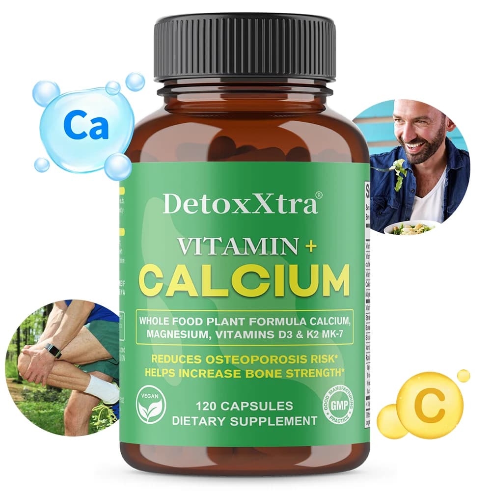 Calcium supplement with vitamin D3 - High power 1100 mg calcium Supports bone health, immune and fast absorption, 120 capsules