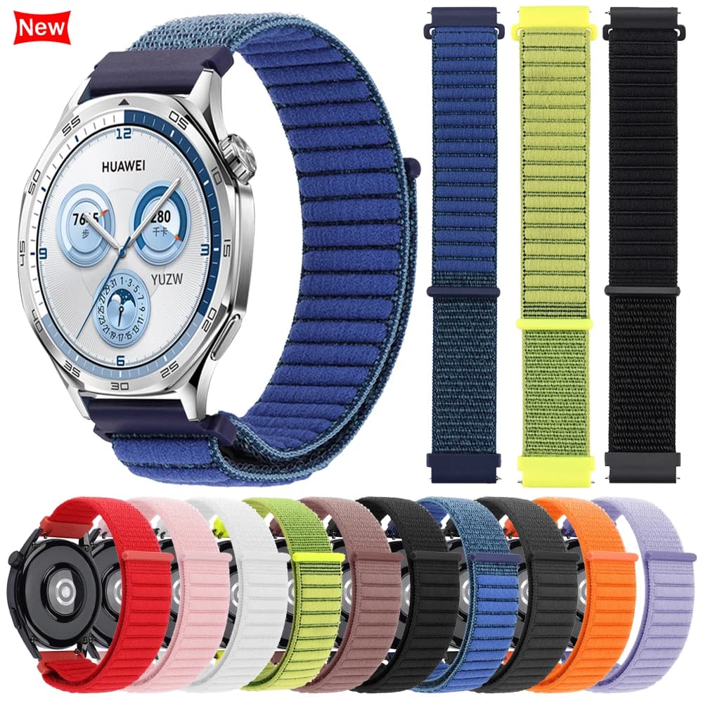 Cinturino in nylon da 22mm/20mm per Huawei Watch GT5 5/4/3/2 Pro 46mm GT3 2 42mm Sostituisci il cinturino ad anello ondulato per Samsung Galaxy Watch7