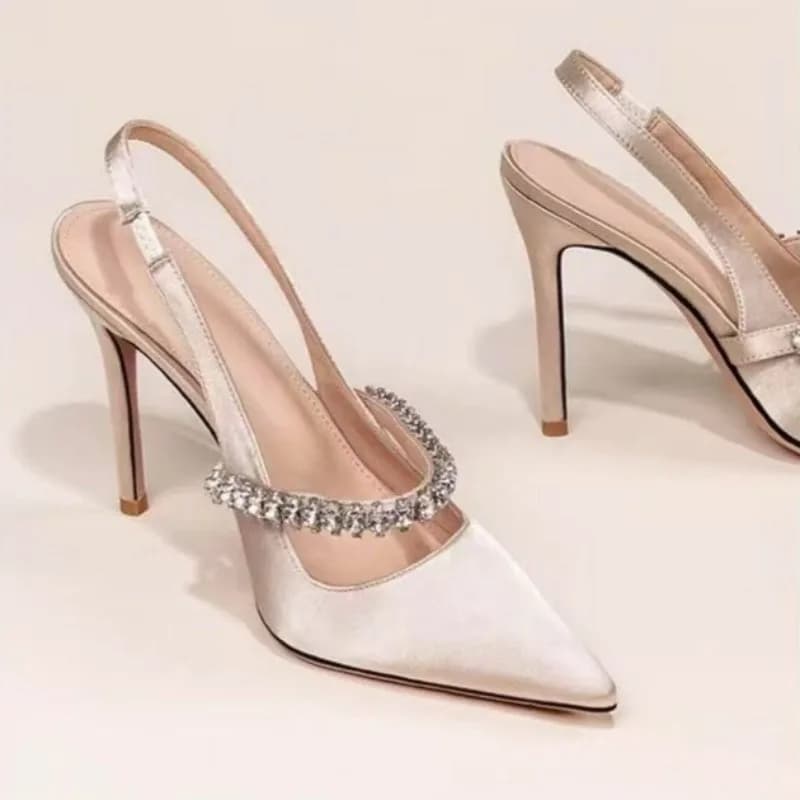 Sandali da Donna con Tacco Alto, Nuova Collezione Primavera-Autunno, Punta Affusolata, Tacco a Spillo, Strass, Eleganti