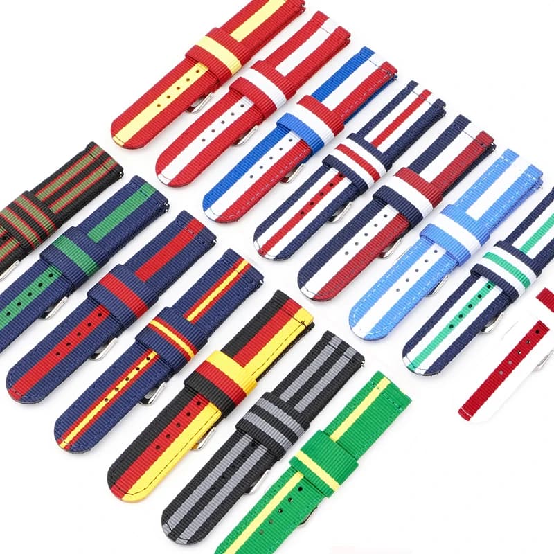 Cinturino per orologio in nylon 20mm 22mm sgancio rapido uomo donna tela a righe universale sostituisci cinturino per cinturino