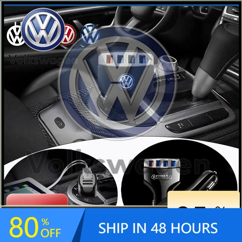 VOLKSWAGEN VW Car Sticker, USB Type C 35W multifunction electric adapter with fast charging PD 4 in 1, car charger for Volkswagen VW R Tou