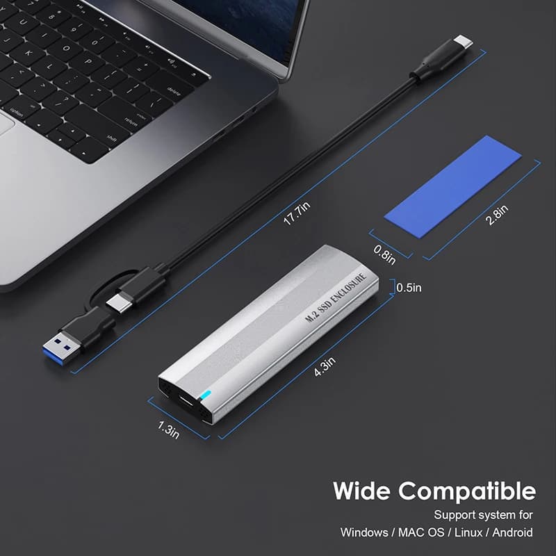 1Pc M.2 NVME PCIe /NGFF SATA Dual Protocollo SSD Custodia per disco rigido esterno da 10 Gbps Custodia USB tipo C Supporta tasti M e B&M