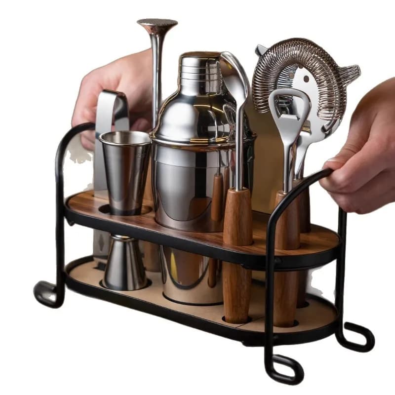 Set Professionale per Cocktail con Shaker in Acciaio Inox, Tazza Snow Cup e Ripiano Portaoggetti