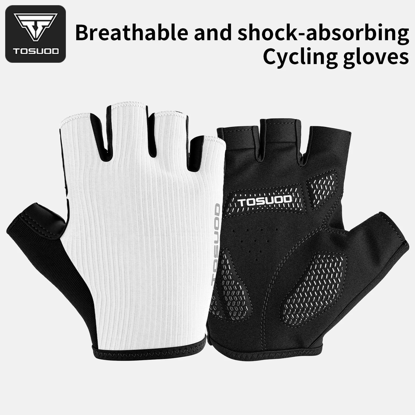 Guanti da Ciclismo TOSUOD Mezze Dita, Guanti Estivi per Bicicletta, Traspiranti e Antiurto, per Mountain Bike MTB, Accessori per Ciclismo