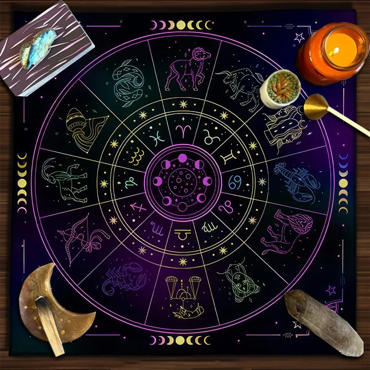 Tovaglia tarocchi 12 costellazioni Divinazione Altare Panno Gioco da tavolo Stregoneria Astrologia Carte oracolo Pad per la decorazione della casa della stanza